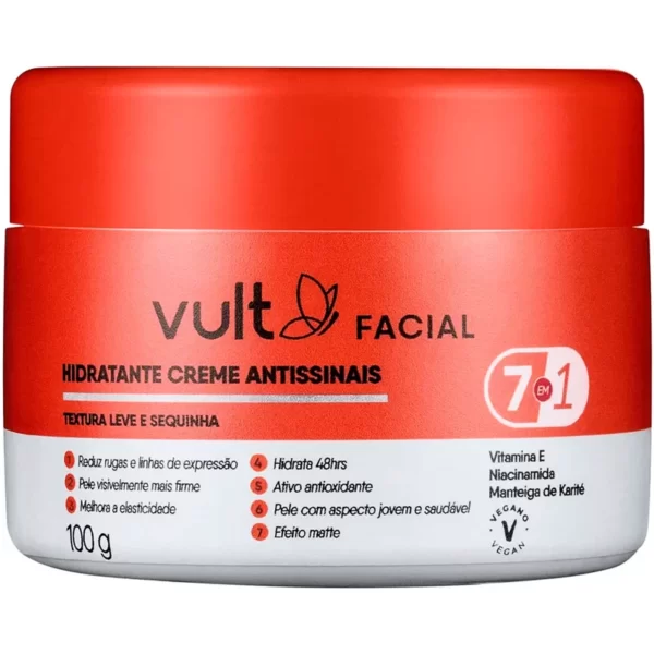 creme hidratante facial antissinais 100g vult